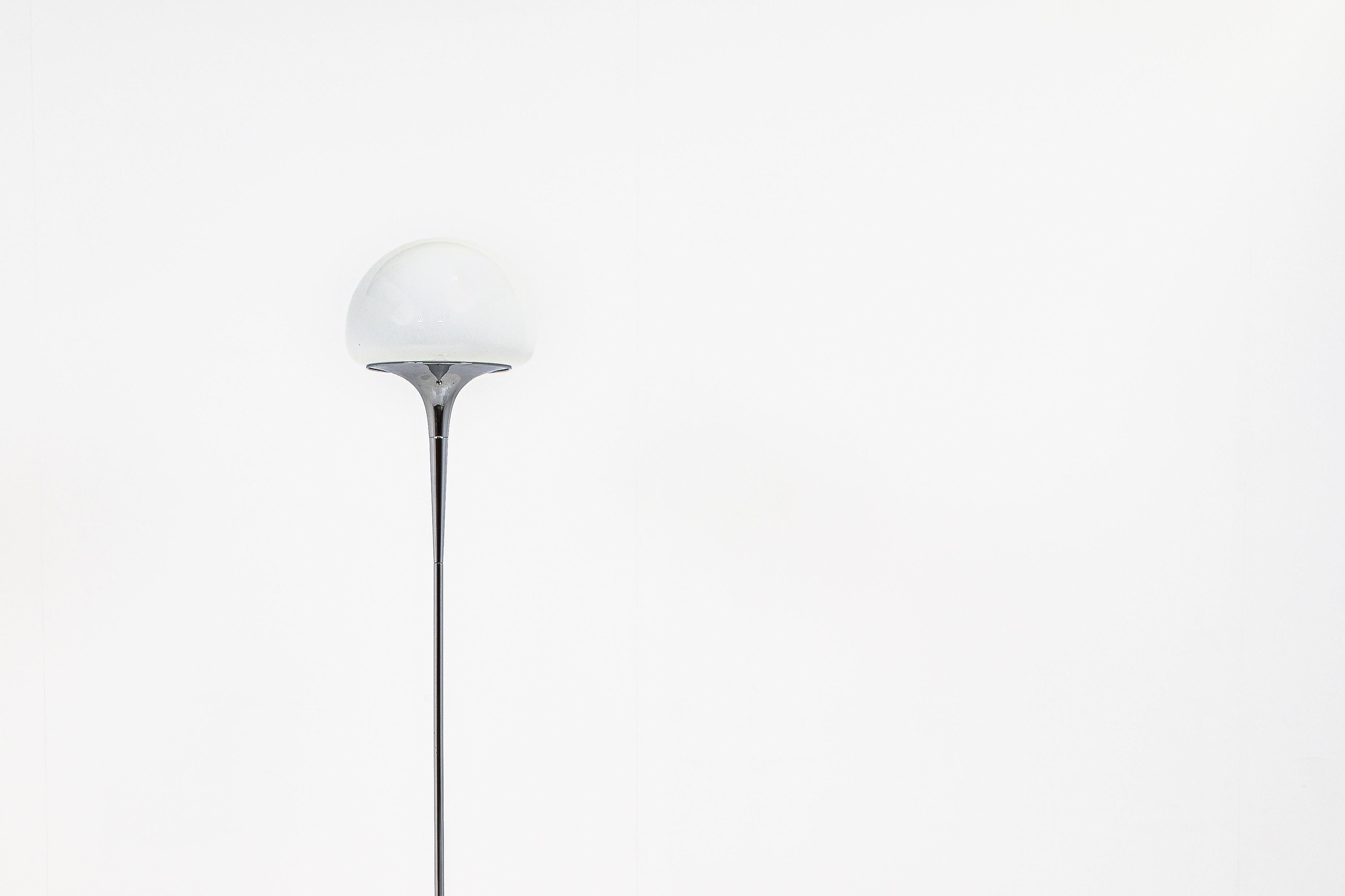 Late 20th Century Goffredo Reggiani Floor Lamp in Chrome and Opaline Glass, Italy 1970s For Sale