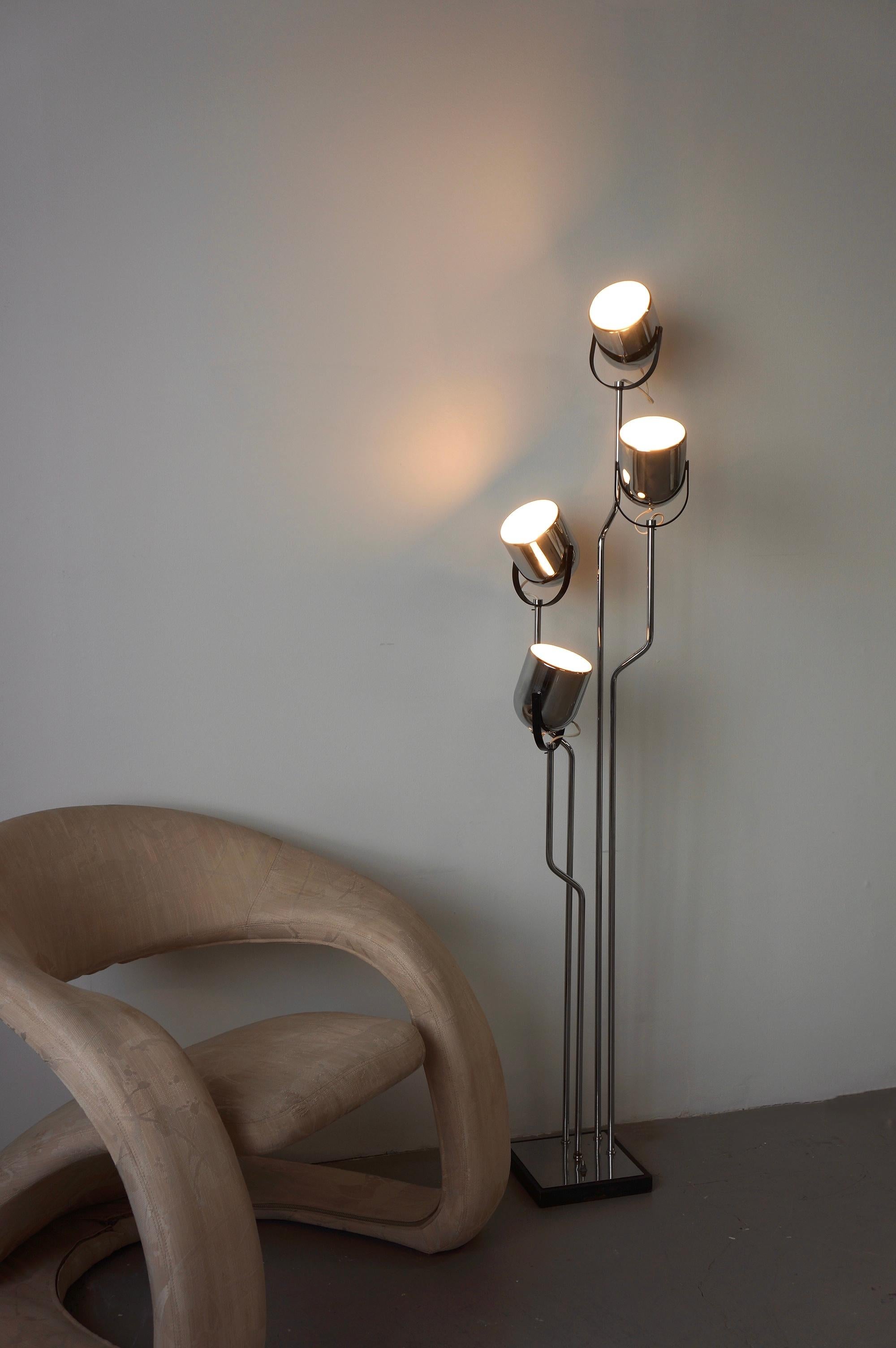 Steel Goffredo Reggiani four light floor lamp 