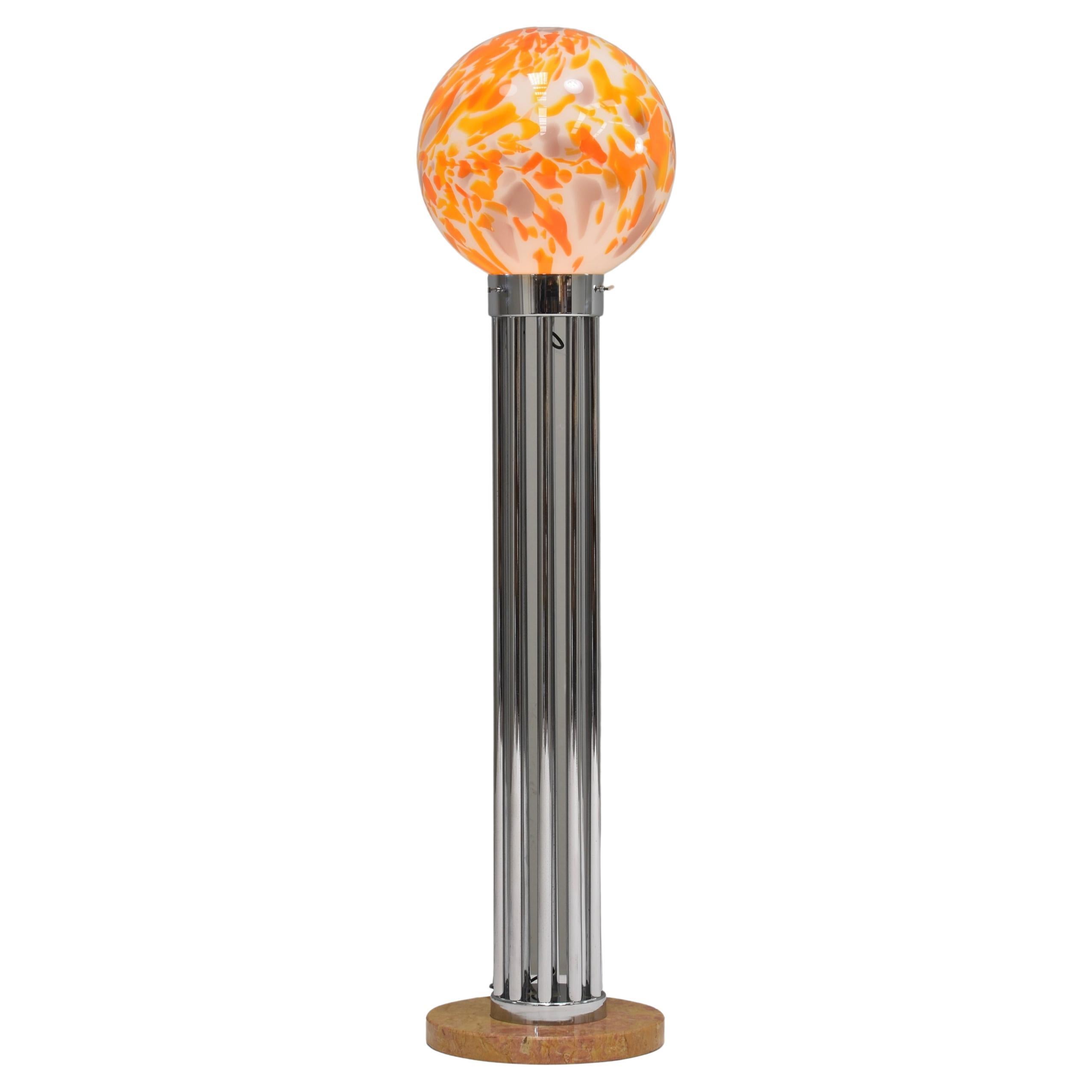 Lampada da terra Goffredo Reggiani Globe in vetro di Murano e marmo  - Italia, anni '70 in vendita