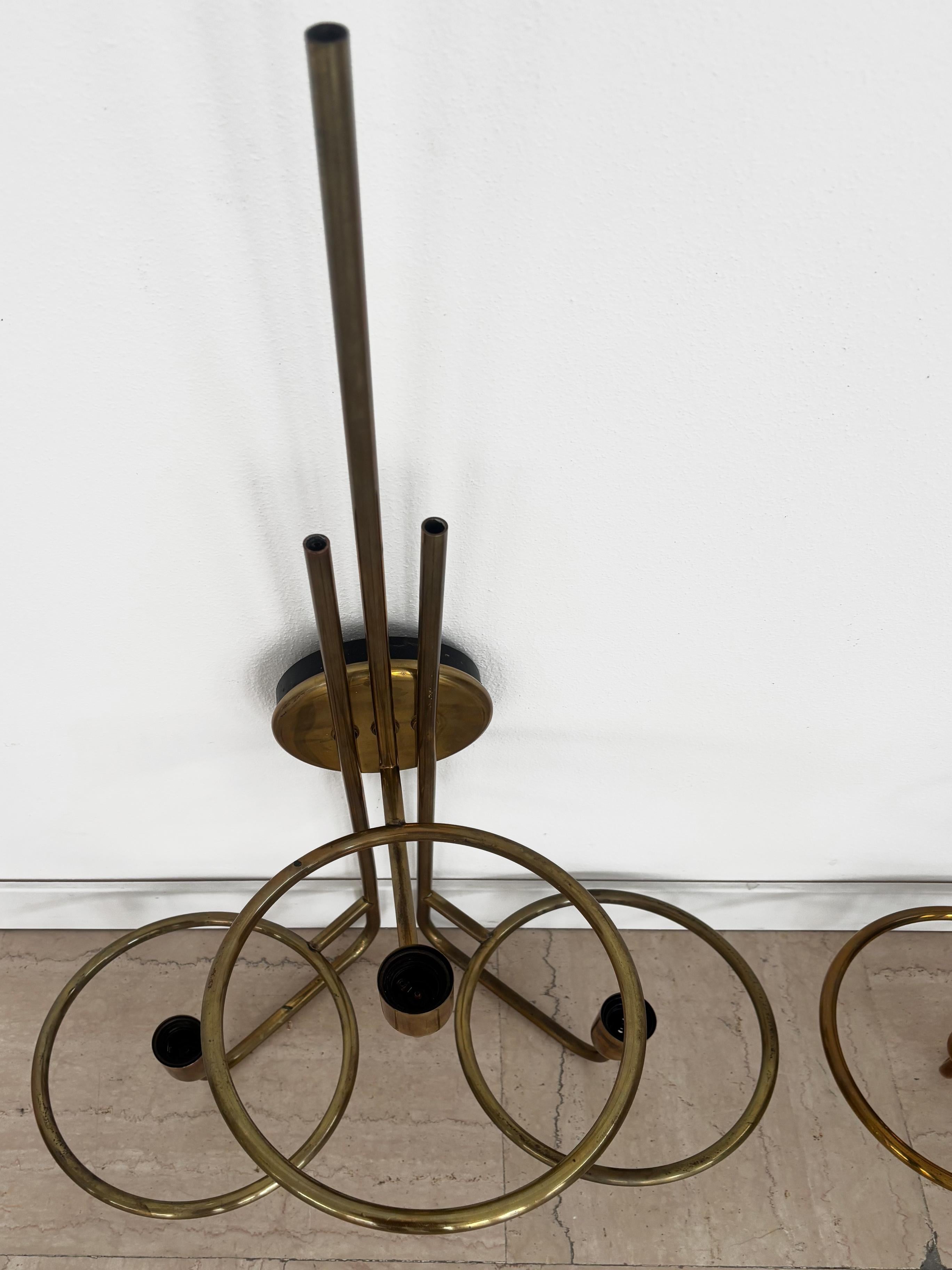 Goffredo Reggiani Italian Brass Glass Large Wall Lights Sconces, 1970s For Sale 8