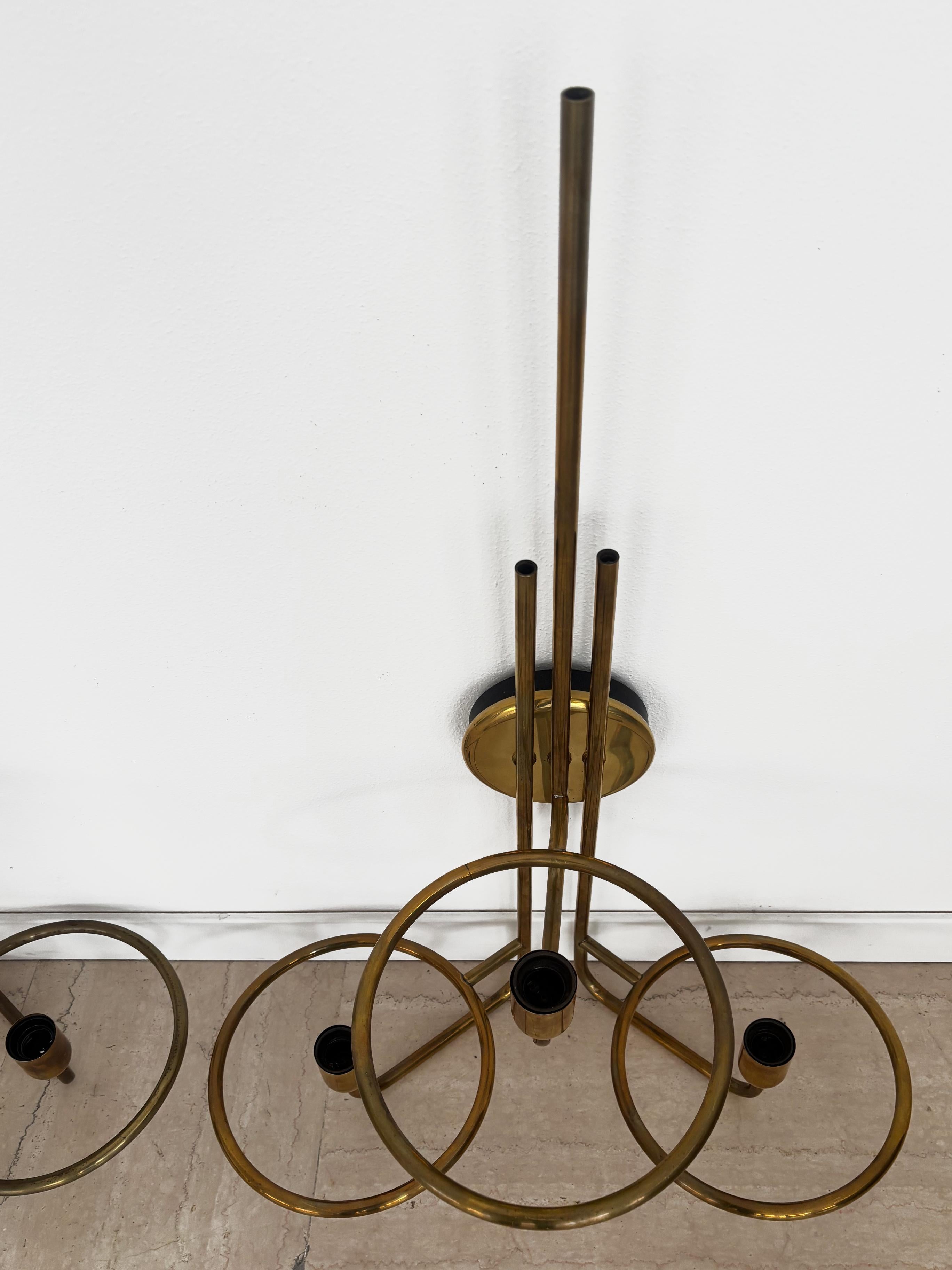 Goffredo Reggiani Italian Brass Glass Large Wall Lights Sconces, 1970s For Sale 9