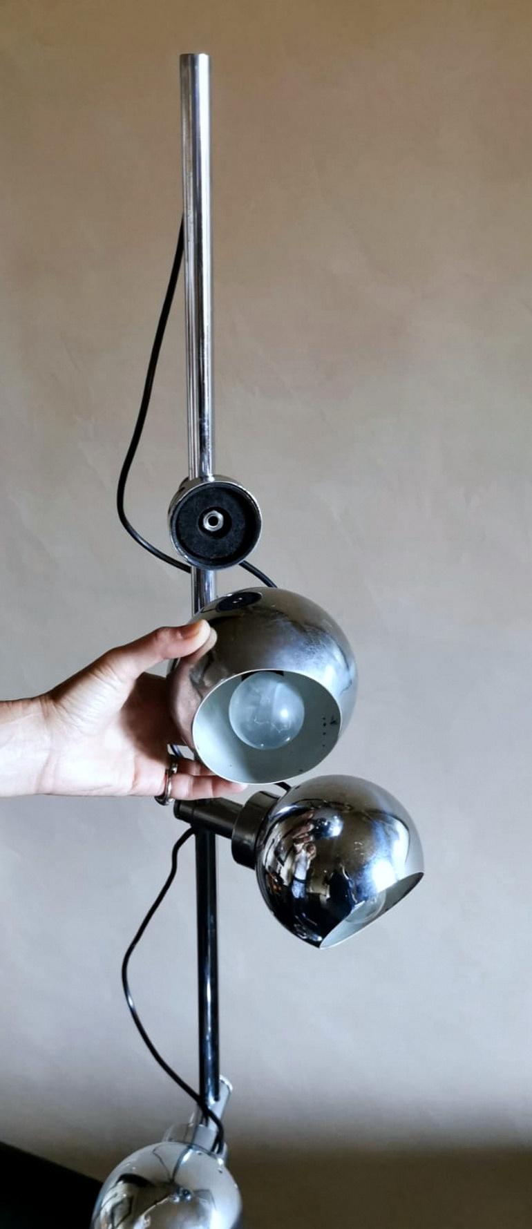Goffredo Reggiani Italian Designer Floor Lamp Space Age Style in Chromed Metal For Sale 7