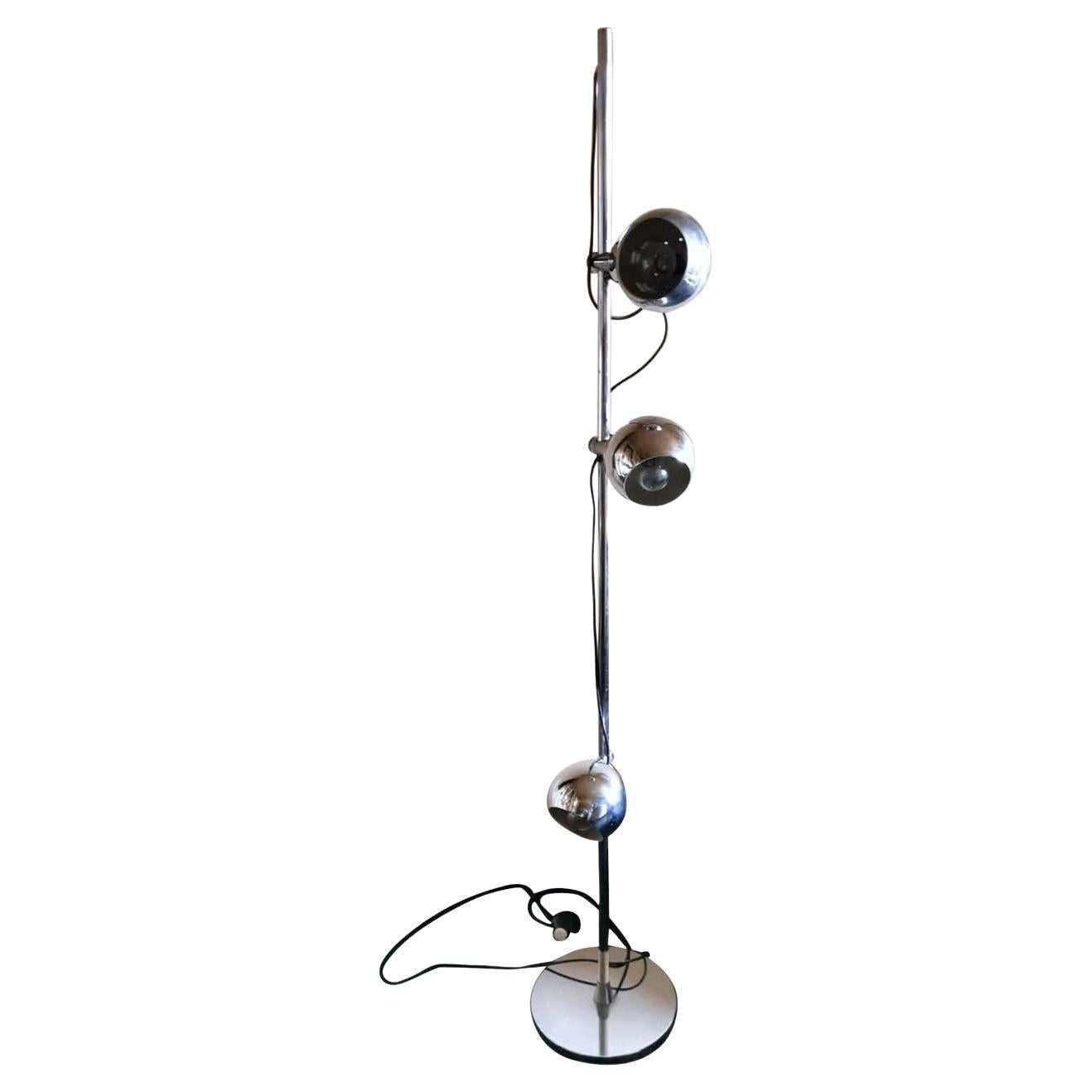 Goffredo Reggiani Italian Designer Floor Lamp Space Age Style in Chromed Metal For Sale