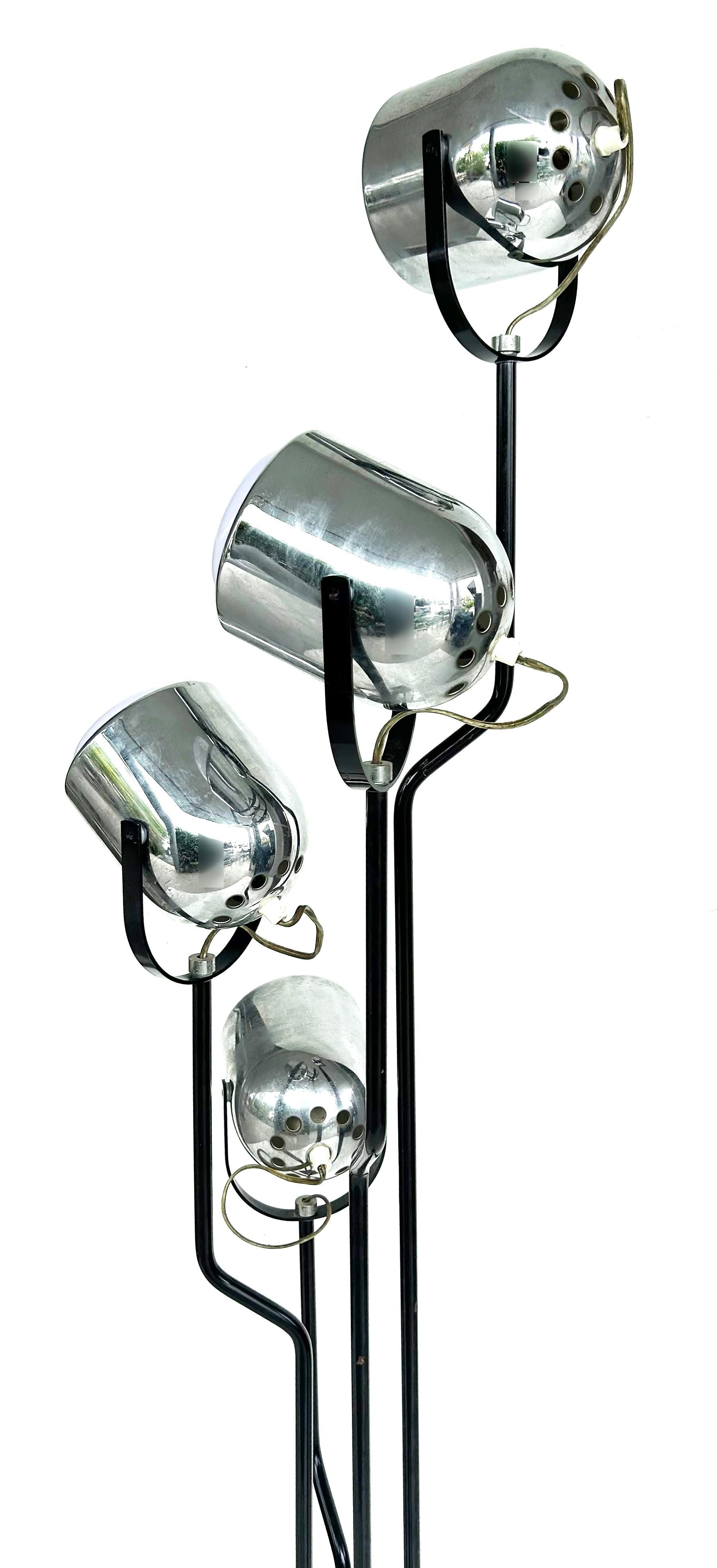 Goffredo Reggiani Italian Floor Lamp, 4 Adjustable, Pivoting Lights For Sale 2