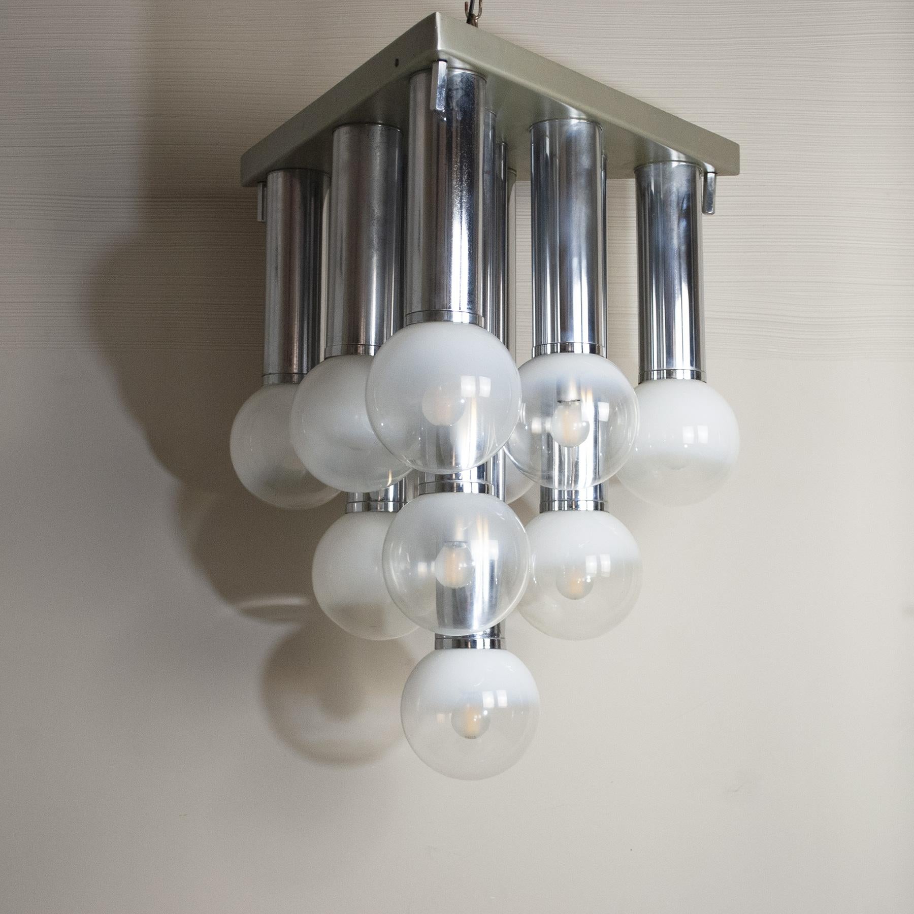 Mid-Century Modern Goffredo Reggiani Italian Midcentury Space Age Chandelier 70's For Sale