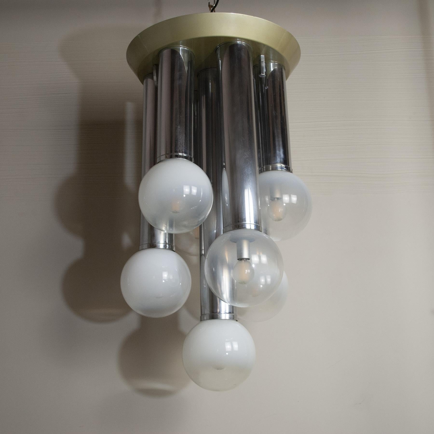 Goffredo Reggiani Italian Mid-Century Space Age Chandelier, 70's In Good Condition For Sale In bari, IT