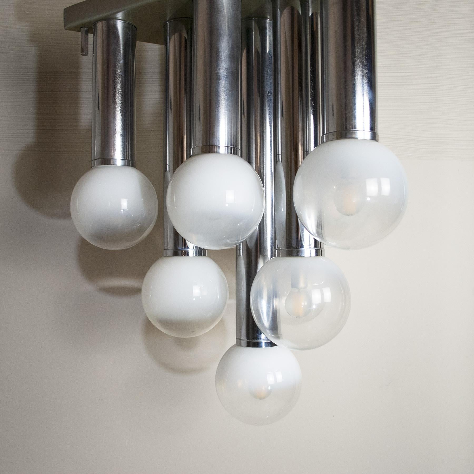 Late 20th Century Goffredo Reggiani Italian Midcentury Space Age Chandelier 70's For Sale