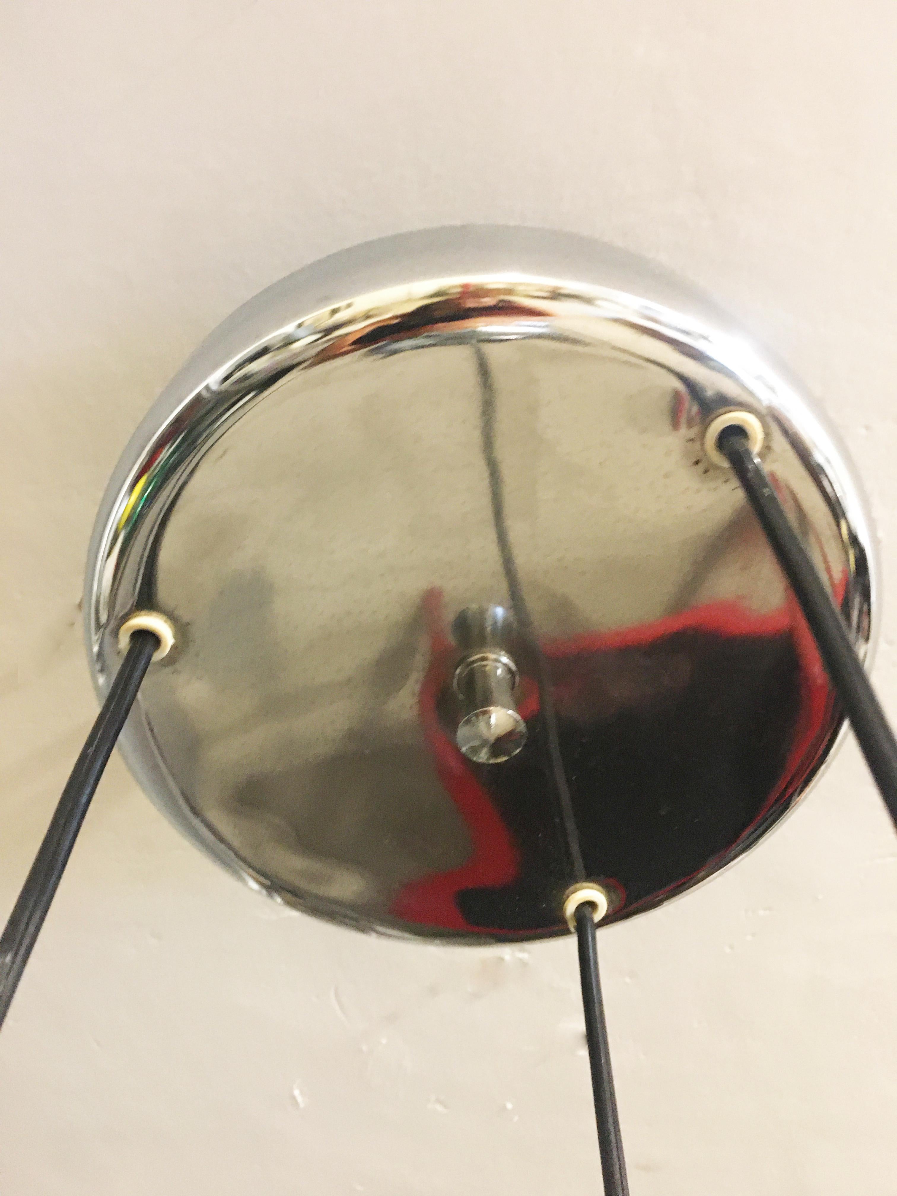 Goffredo Reggiani Italian Modern Three-Tier Chrome Globe Hanging Lamp, 1960s In Good Condition In Naples, IT