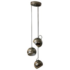 Goffredo Reggiani Italian Modern Three-Tier Chrome Globe Hanging Lamp, 1960s