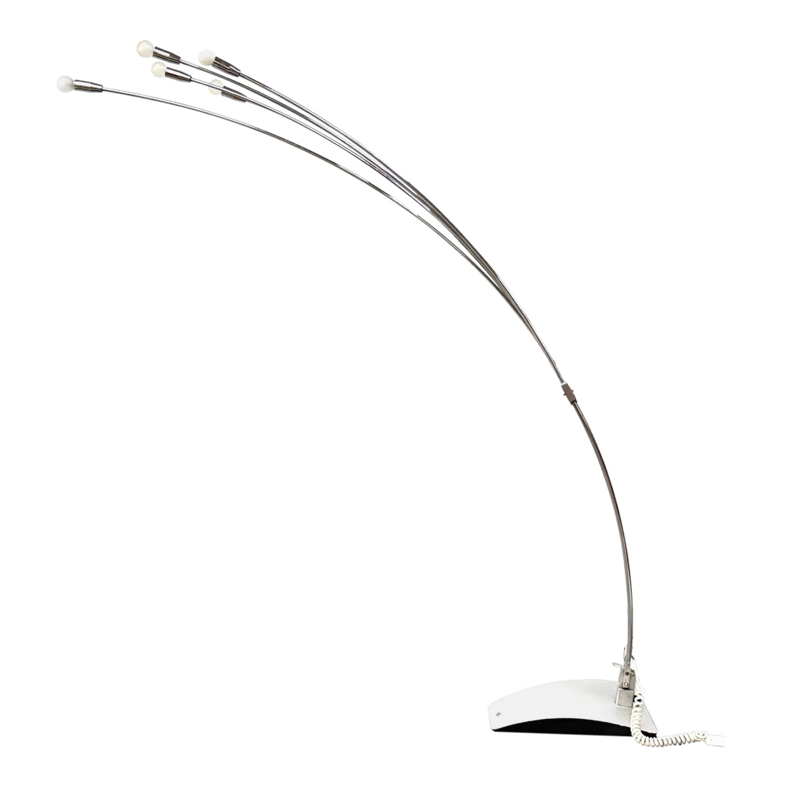 Goffredo Reggiani Lampada Da Pavimento Ad Arco Acciaio Anni ‘70 Design in vendita