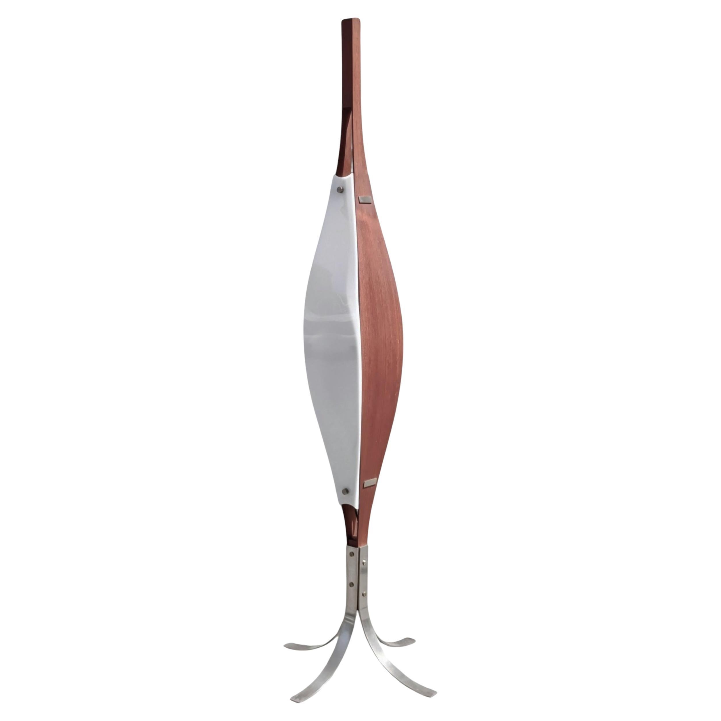 Goffredo Reggiani Wood and Plexiglass Floor Lamp, Italy 1960s