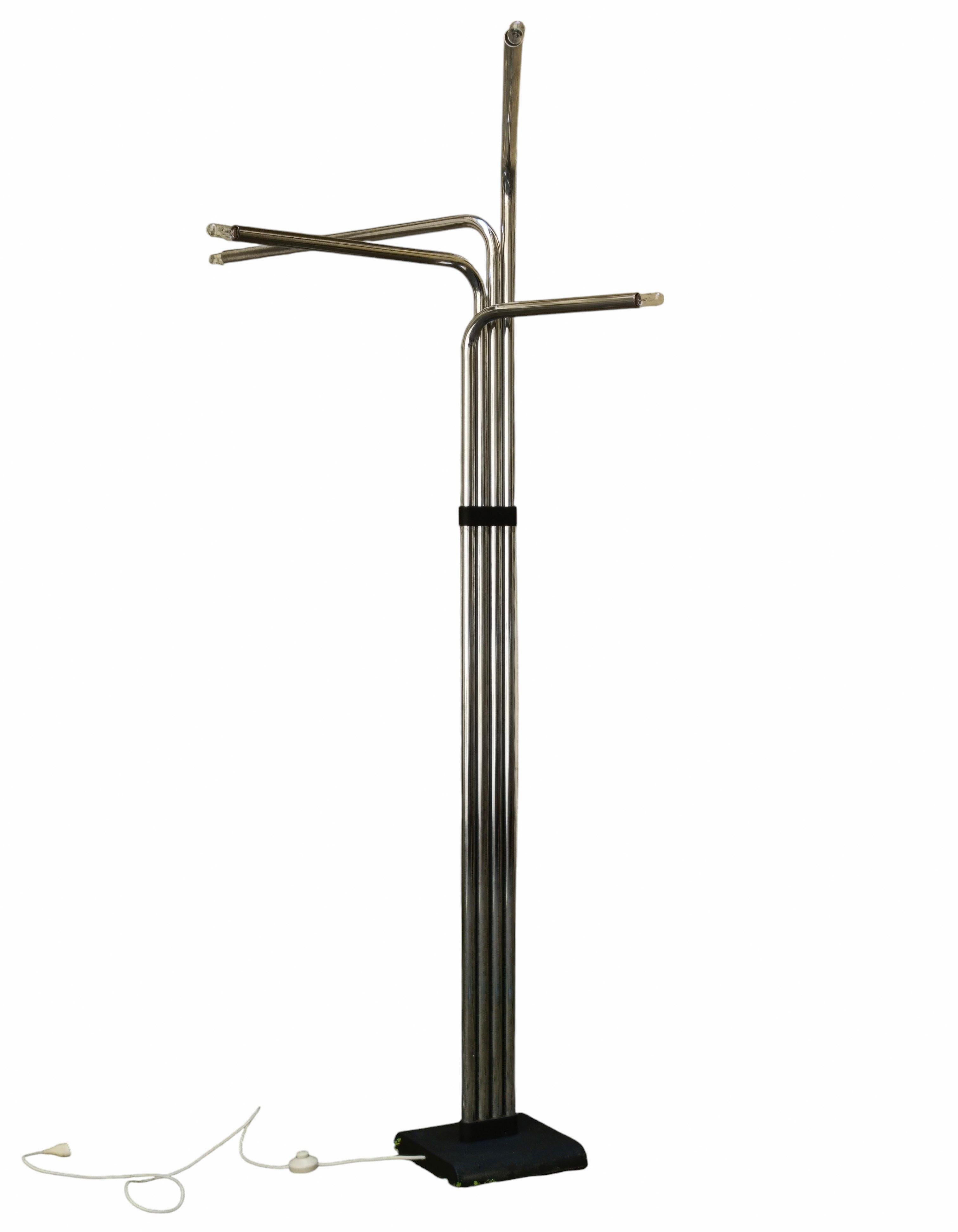 Mid-Century Modern Goffredo Reggiani Lampada da Terra Metallo Cromato con 4 Bracci, Italia 1970s For Sale