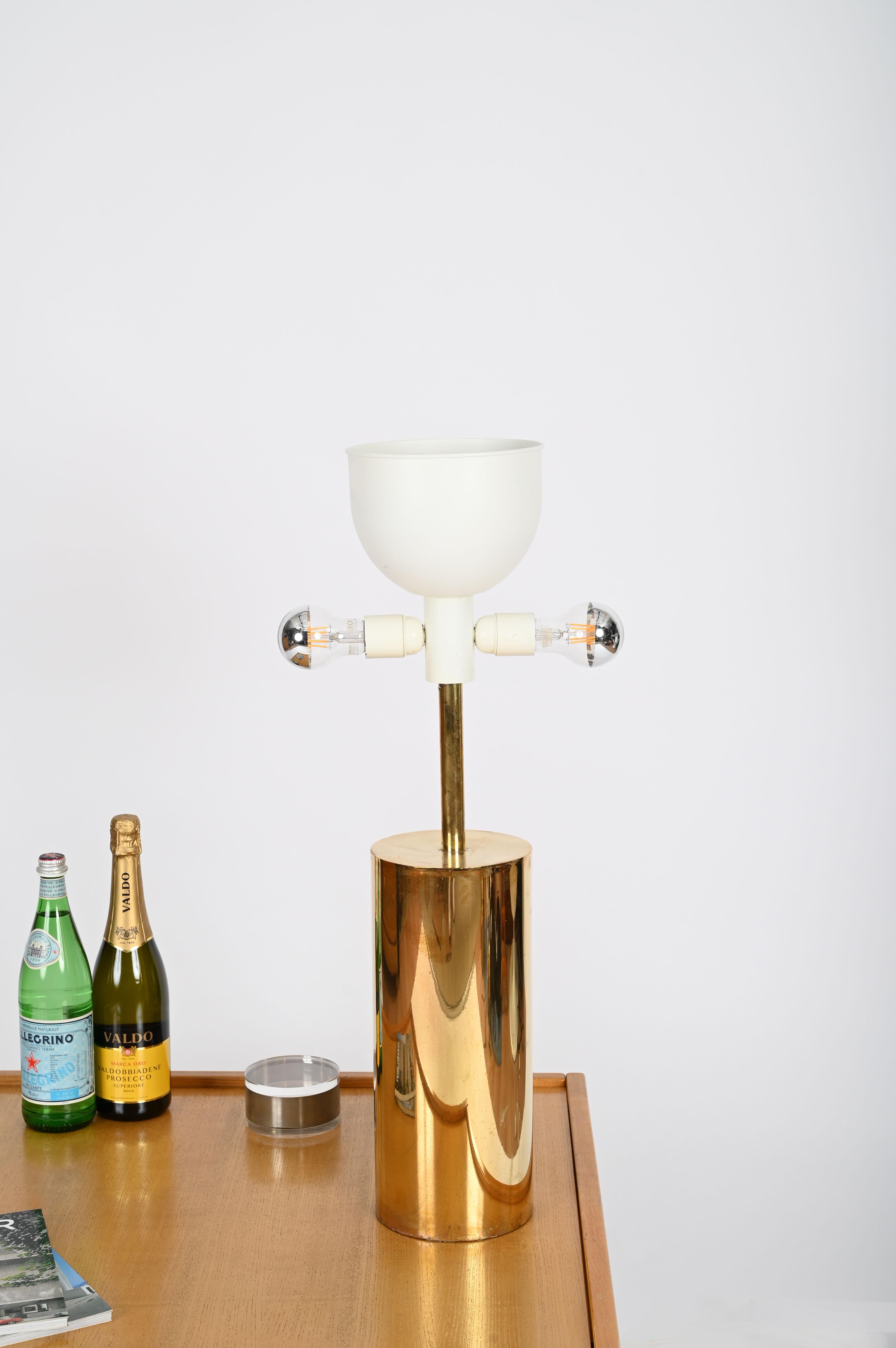 Goffredo Reggiani Large Mid-Century Table Lamp in Brass, Italy 1970s For Sale 2