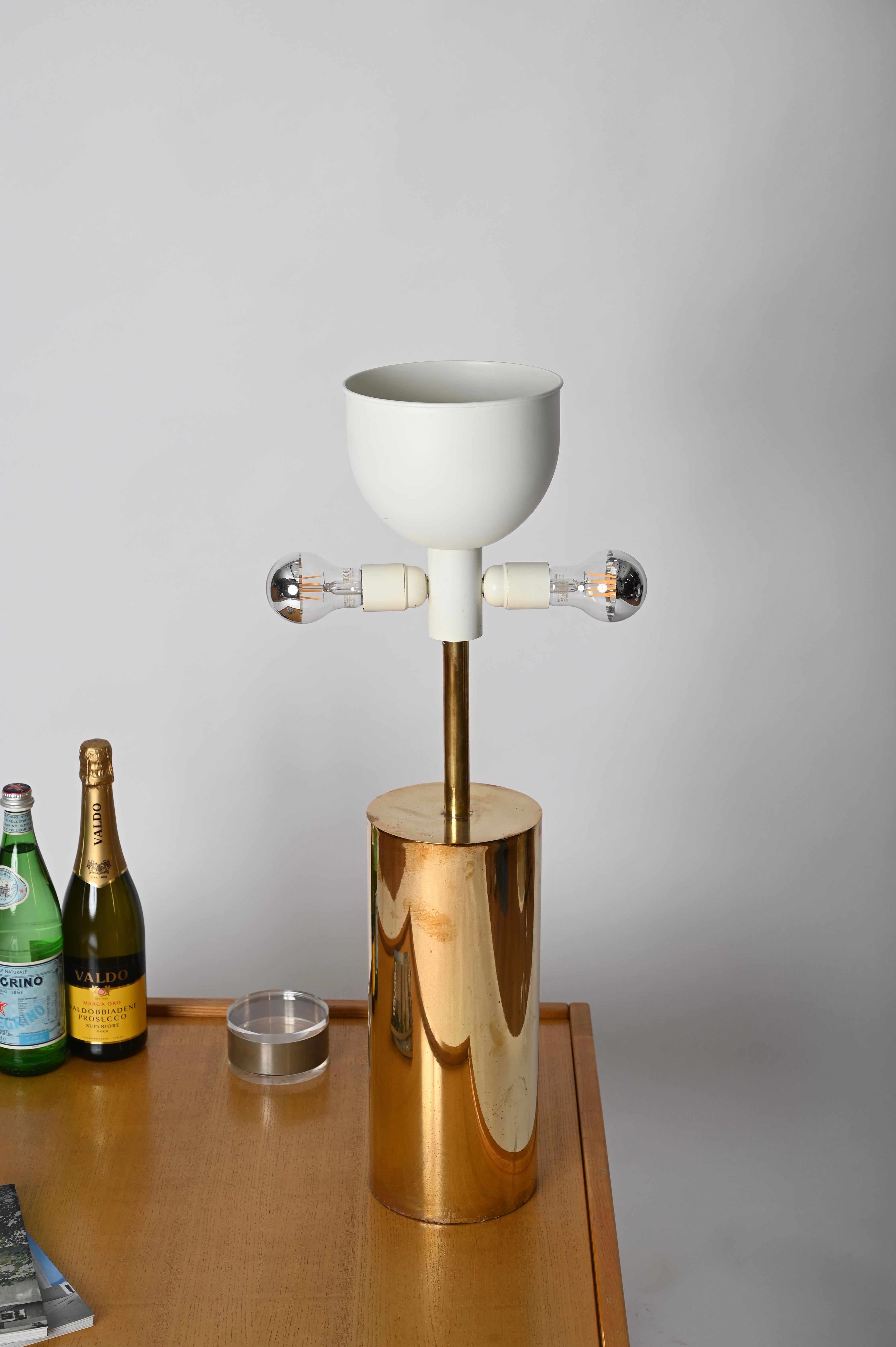 Goffredo Reggiani Large Mid-Century Table Lamp in Brass, Italy 1970s For Sale 7