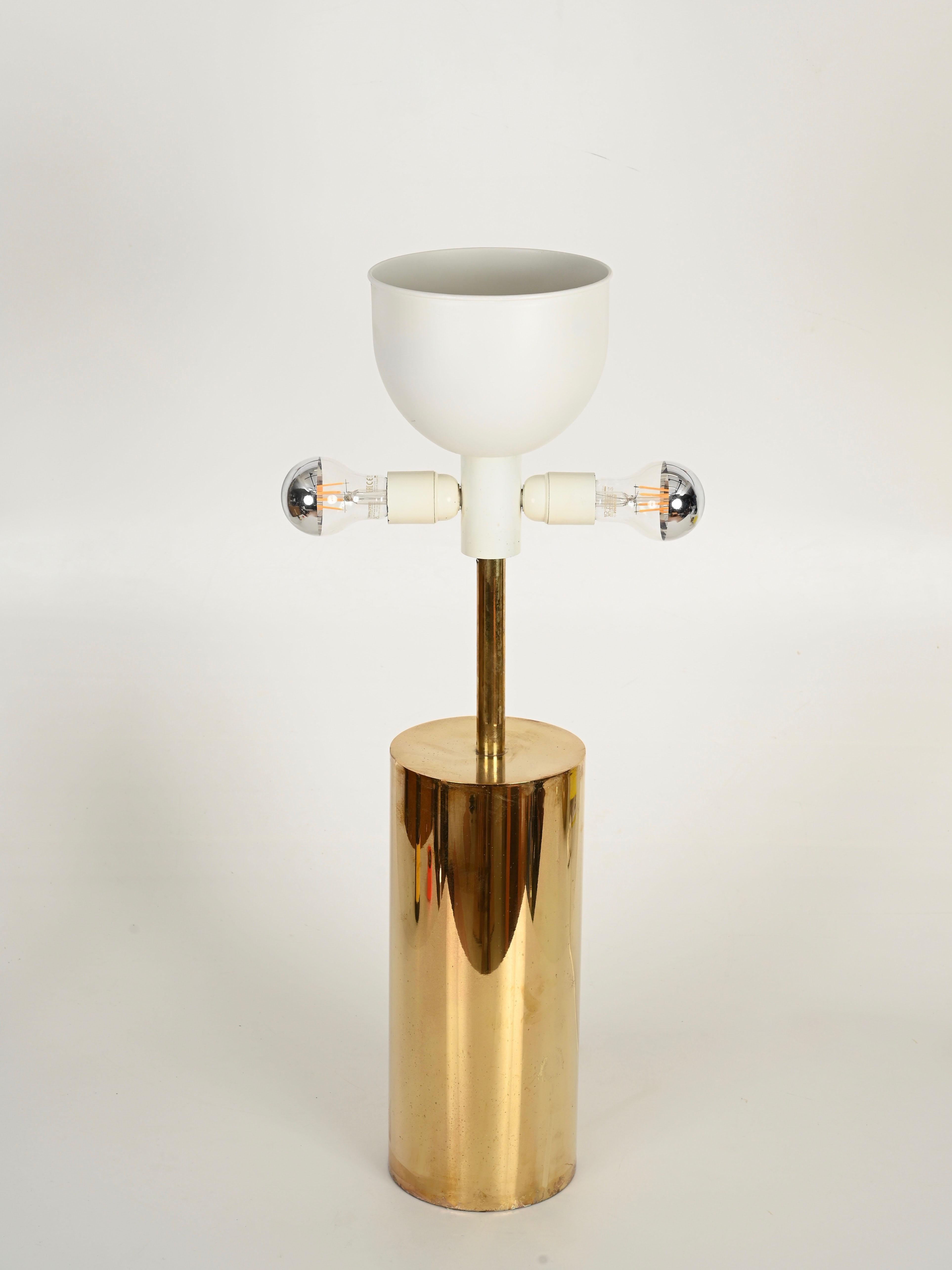Metal Goffredo Reggiani Large Mid-Century Table Lamp in Brass, Italy 1970s For Sale