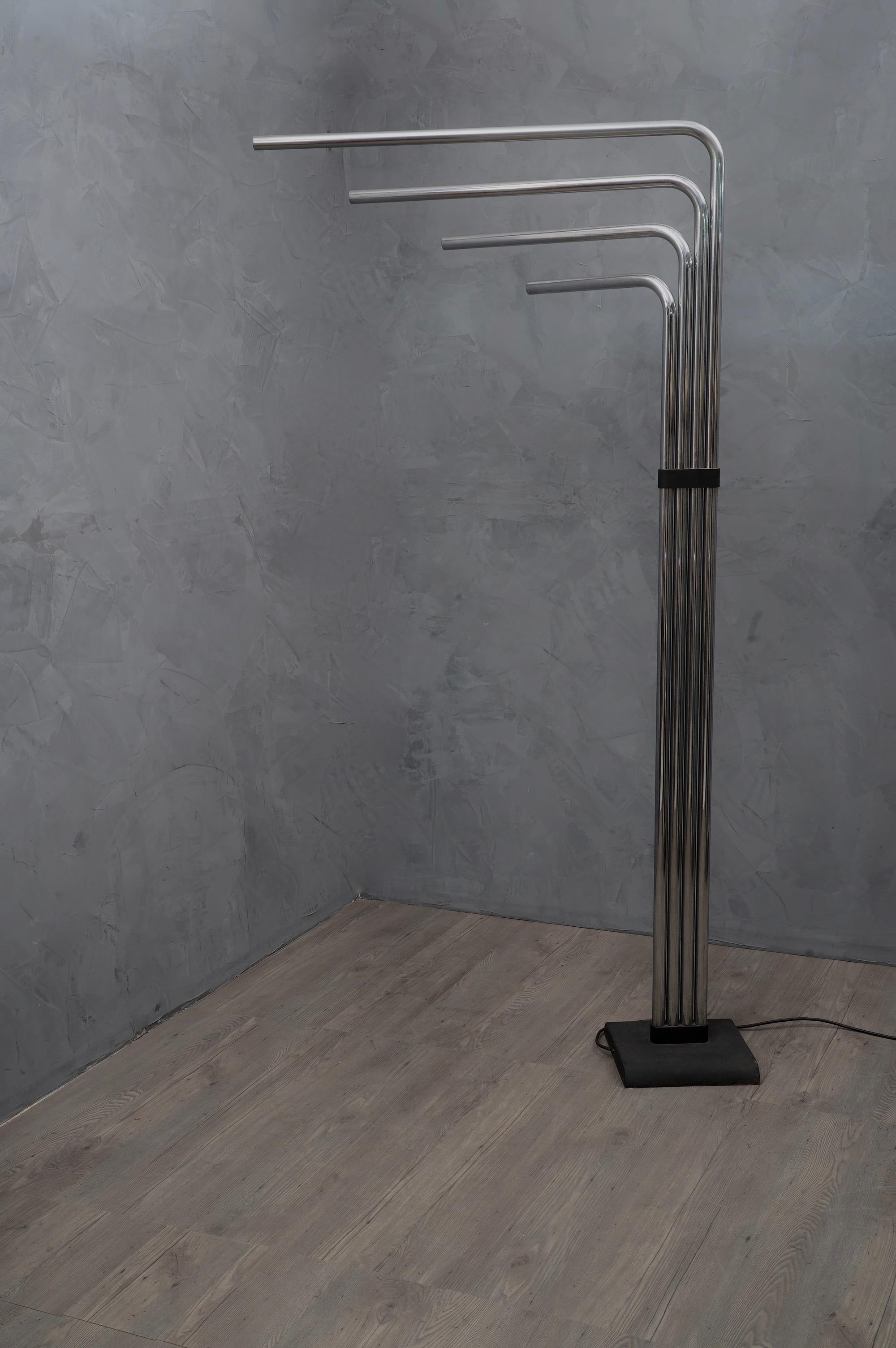 Goffredo Reggiani Metal Chrome Italian Floor Lamp, 1970 4