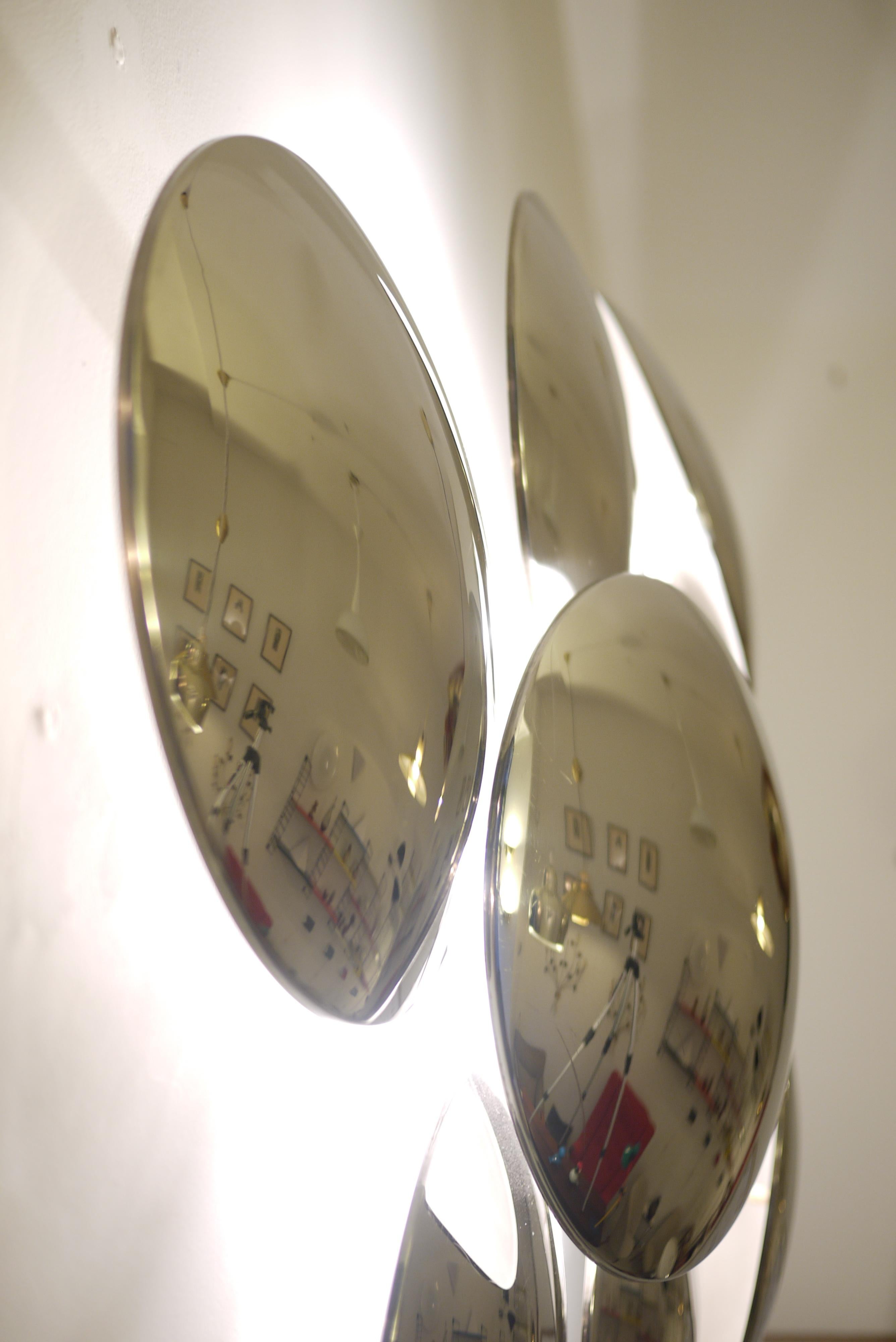 Aluminum Goffredo Reggiani Nine Convex Disc Sconce
