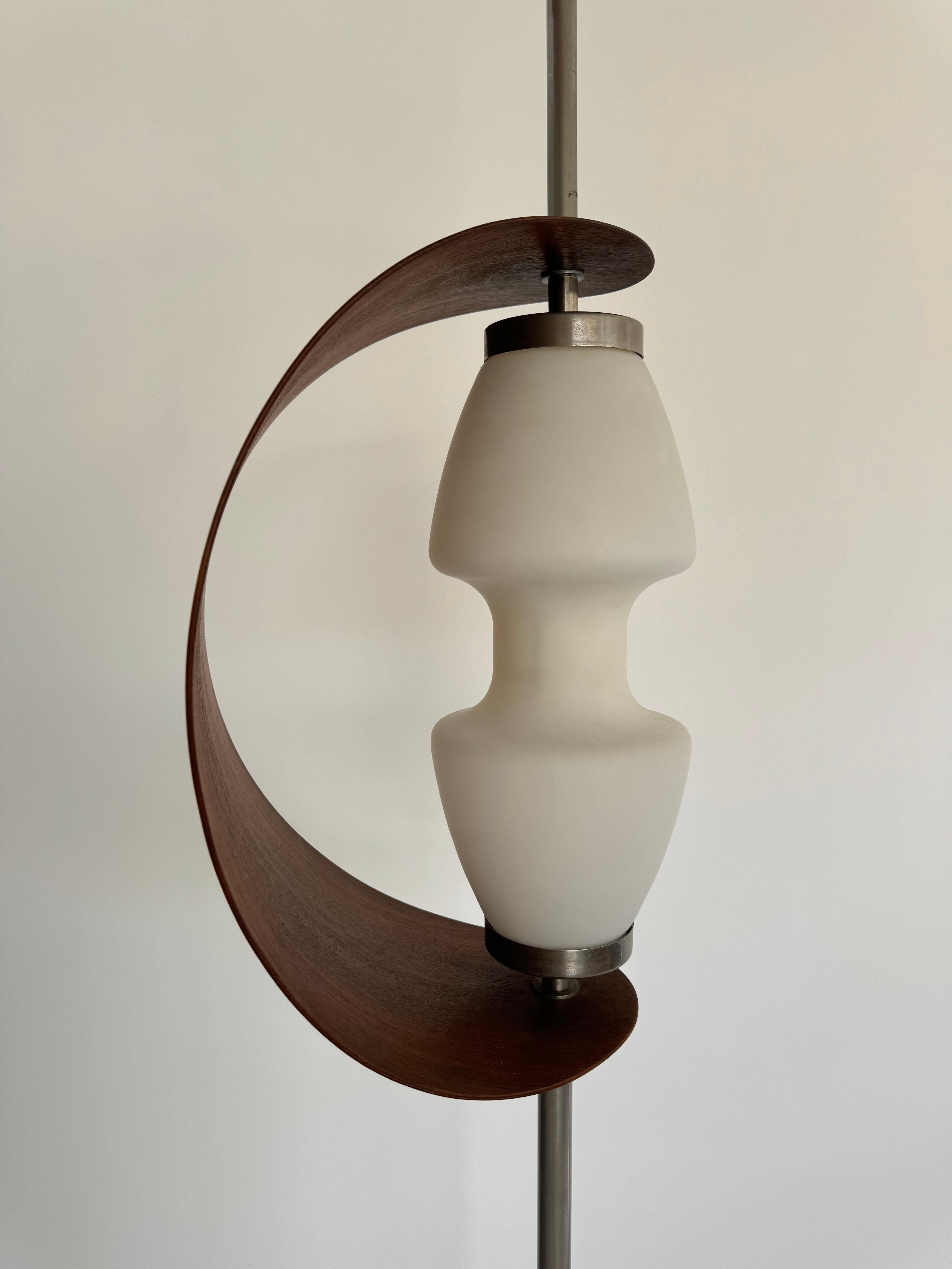Lampada da terra di raro design di Goffredo Reggiani, base in marmo e teak. Italia, anni '50 circa in vendita 9
