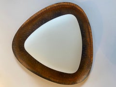 Goffredo Reggiani RN triangular wall sconce in copper and opal glass 1961