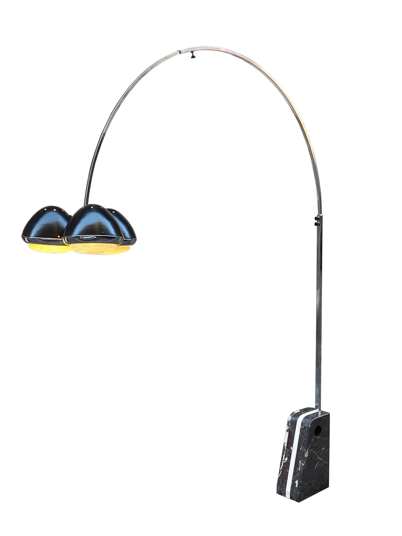 Goffredo Reggiani Style Arc Floor Lamp, Italy, 1970s In Good Condition For Sale In Naples, IT