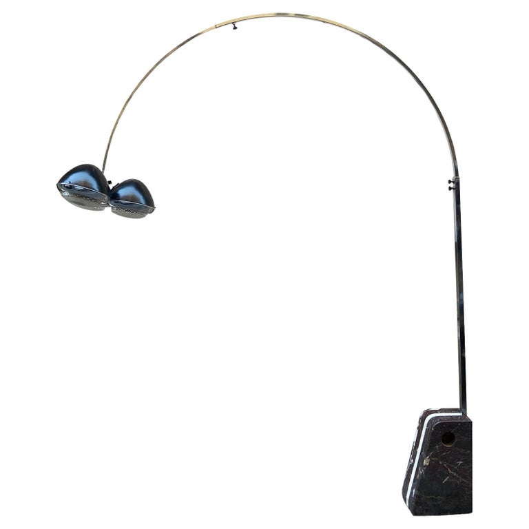Lampadaire réglable en laiton et tissu de Goffredo Reggiani, Italie