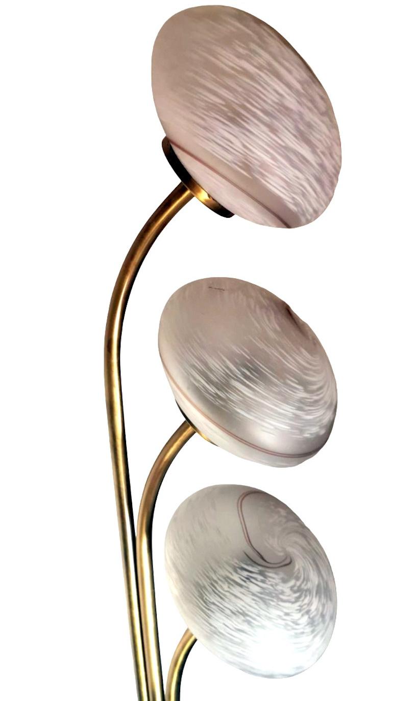 Goffredo Reggiani Style High Space Age Floor Lamp In Brass And Murano Glass For Sale 4