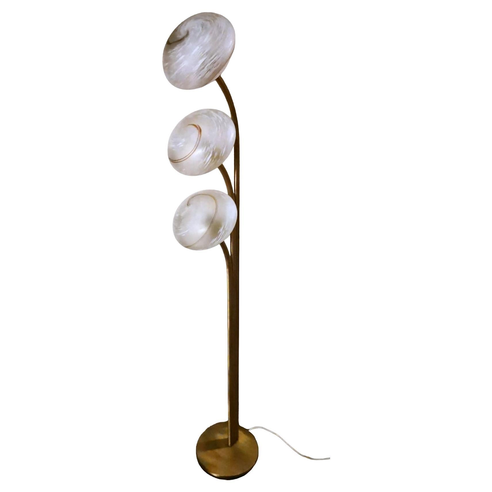 Goffredo Reggiani Style High Space Age Floor Lamp In Brass And Murano Glass For Sale