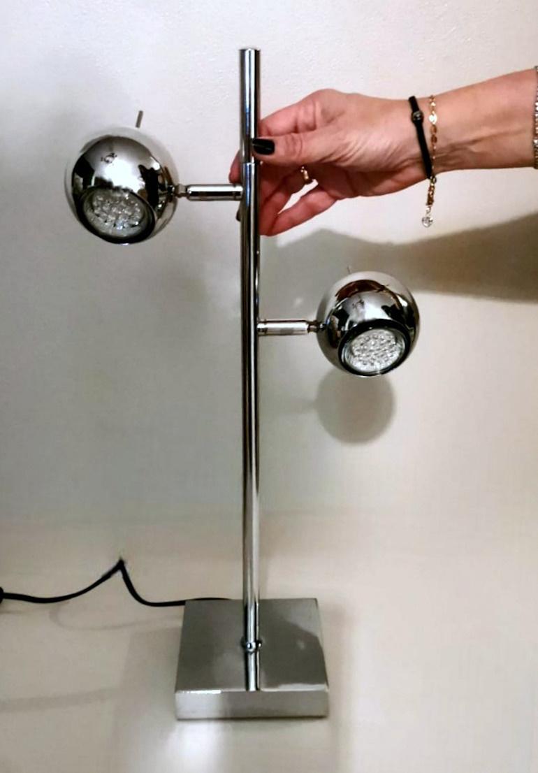 Lampe de bureau italienne Space Age de style Goffredo Reggiani en métal chromé en vente 12