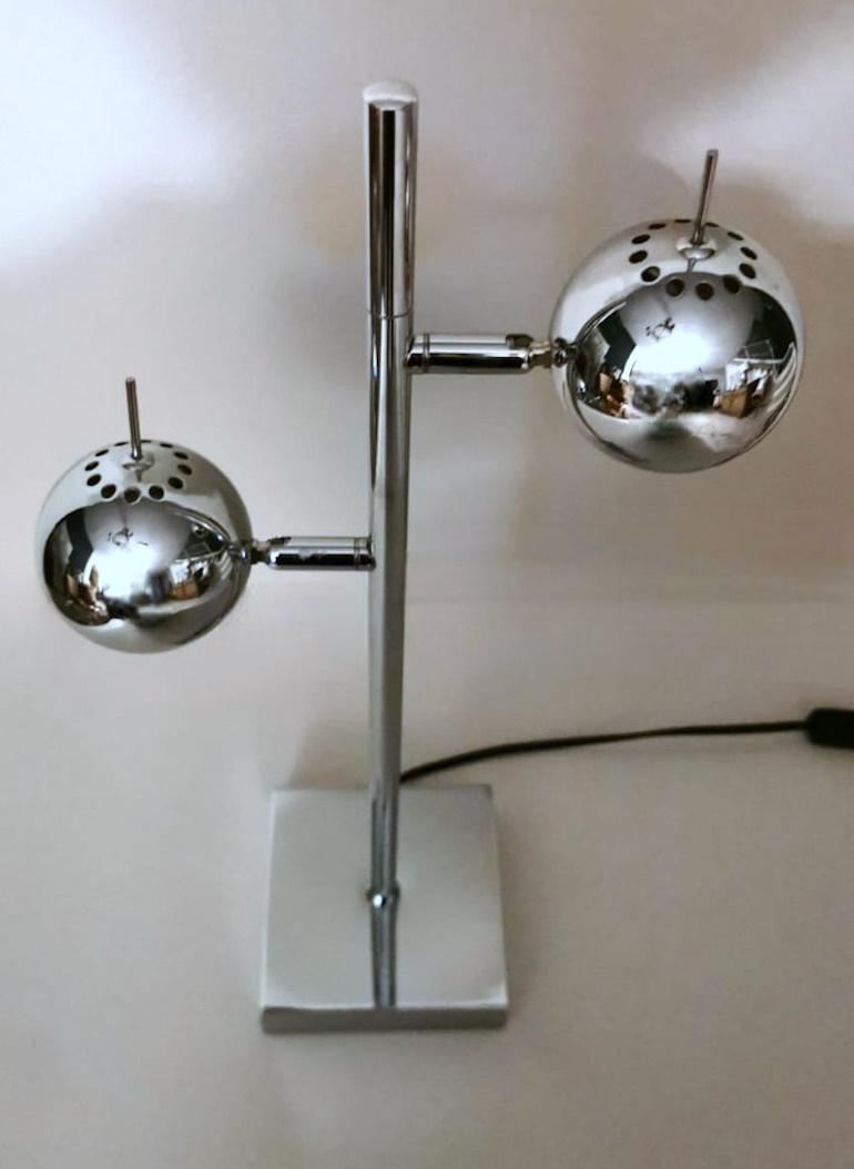 Goffredo Reggiani Style Italian Table Lamp Space Age In Chromed Metal For Sale 2