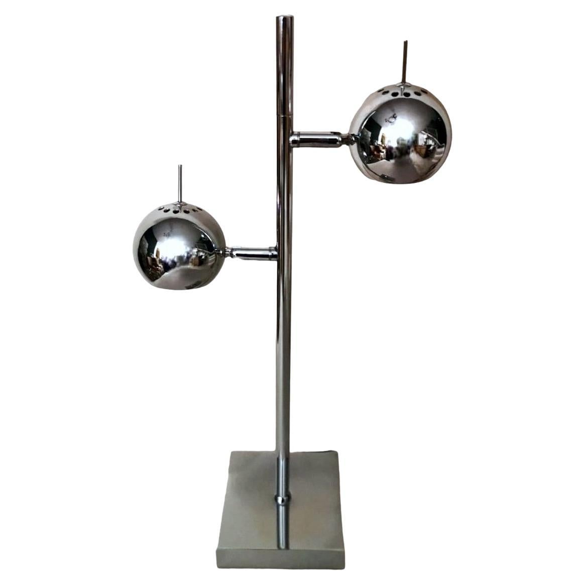 Lampada da tavolo italiana in stile Goffredo Reggiani AGE in metallo cromato