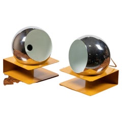 Goffredo Reggiani Yellow and Chrome Eyeball Lamps 'Set of Two'