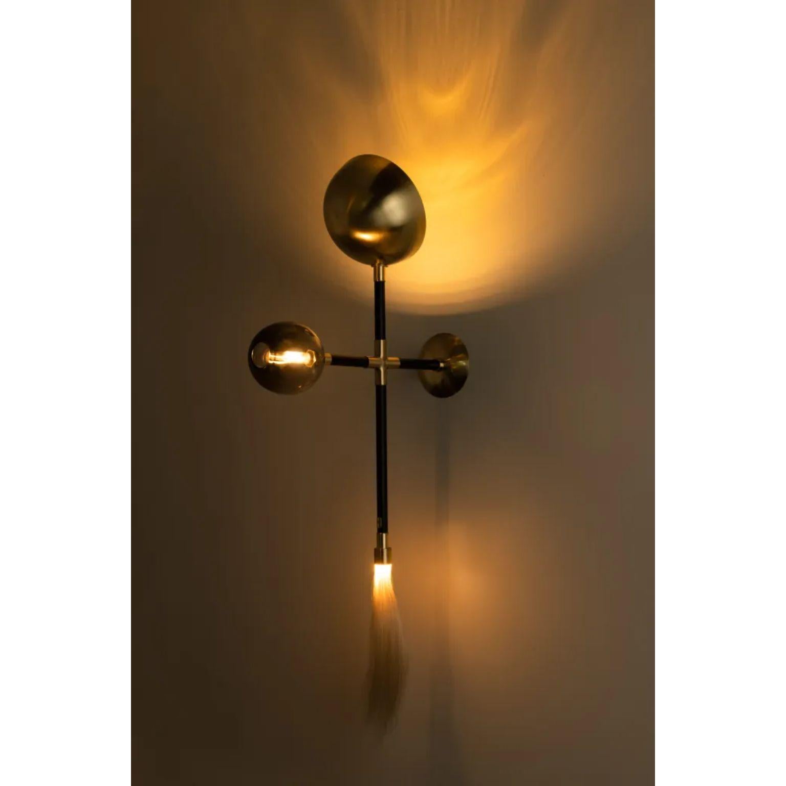 Other Gogo Brass and Sand Glass Wall Lamp with Horsehair Tassel by Isabel Moncada For Sale