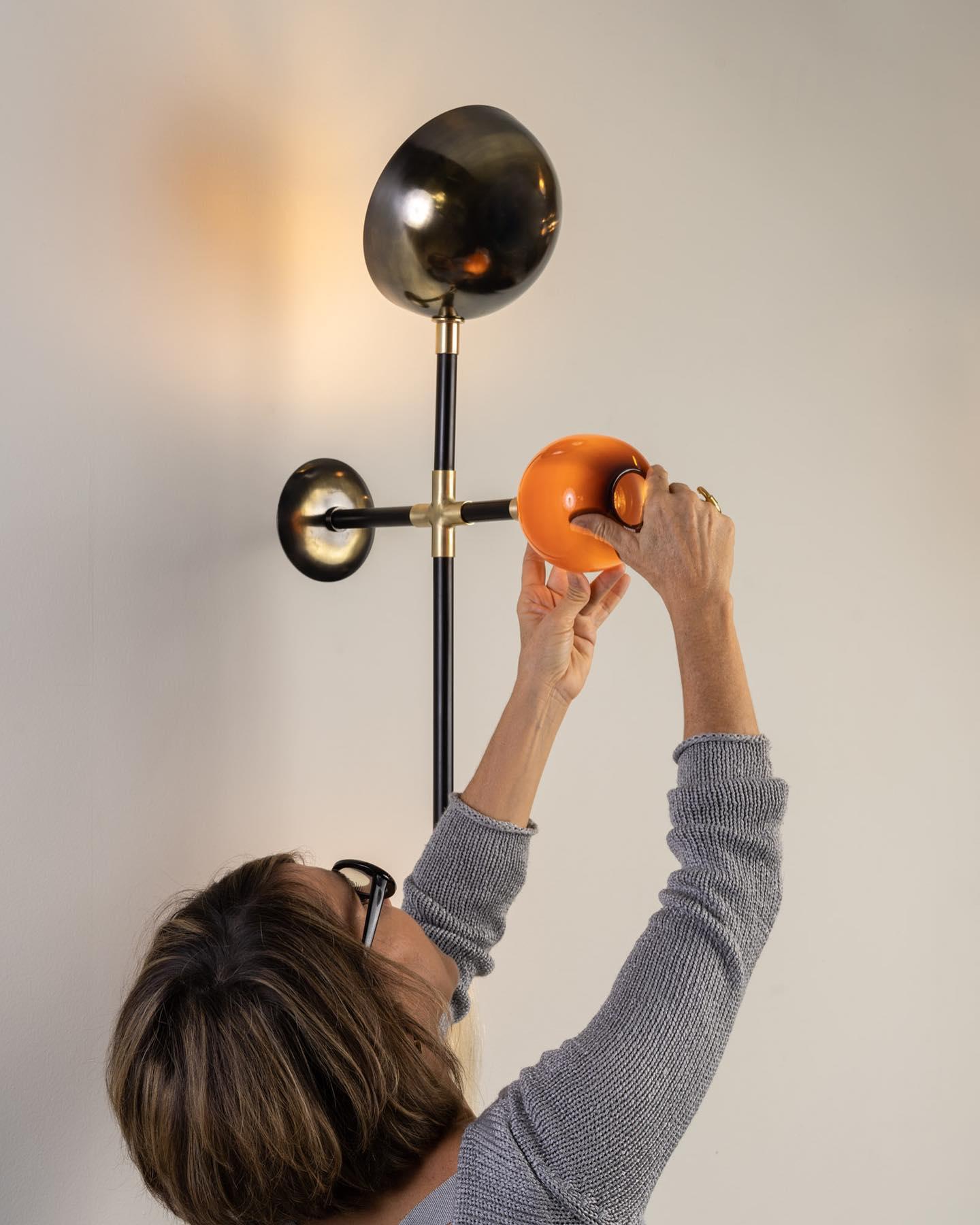 Gogo Brass and Sand Glass Wall Lamp with Horsehair Tassel by Isabel Moncada In New Condition For Sale In Geneve, CH