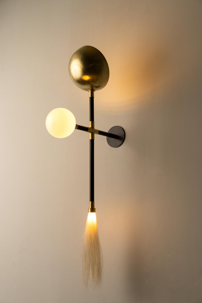 Gogo Sconce w/Blown Glass Globe, Horsehair Tassel, Customizable, UL