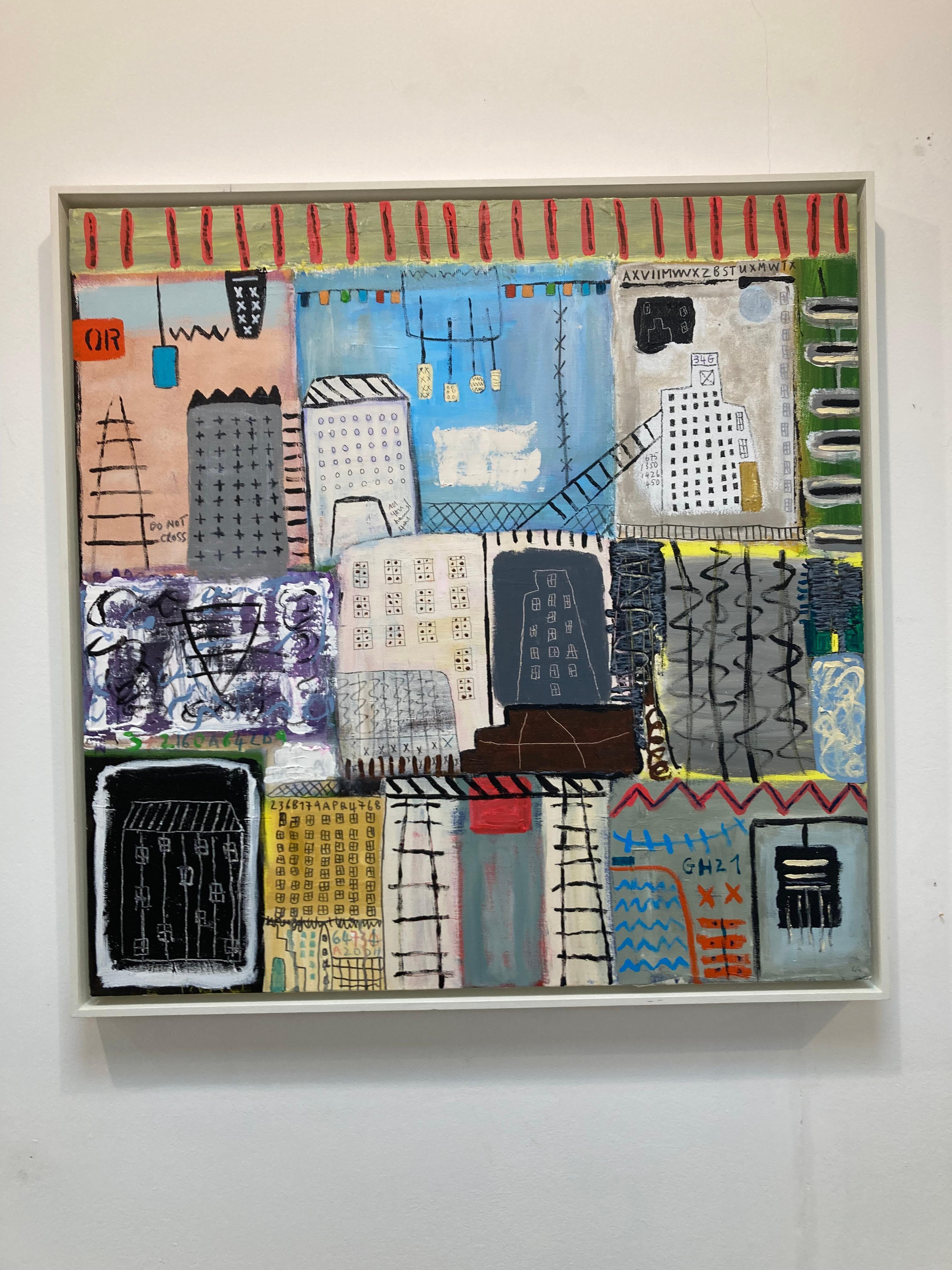 Climbing Up - Figurativo, Ciudad urbana: Técnica mixta sobre lienzo - Mixed Media Art Contemporáneo de Gohar Goddard