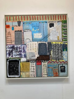 Climbing Up - Figurative, Urban City: Mixed Media on Canvas