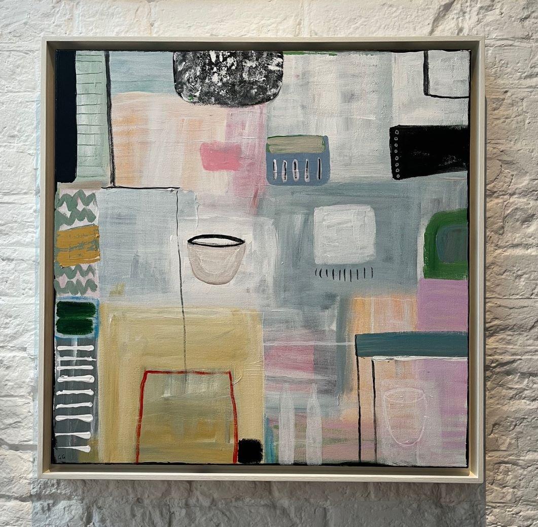 Memoria II- Ciudad figurativa colorista y juguetona: Técnica mixta sobre lienzo - Painting Contemporáneo de Gohar Goddard