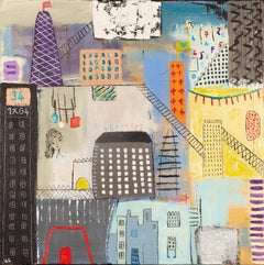 Number 34 - Bright, Playful Contemporary Art: Mixed Media on Canvas