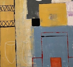 Urban Landscape- Colourful, Playful Figurative City: Mixed Media on Canvas