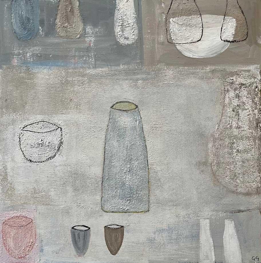 Pink Bowl - Abstract Painting by Gohar Goddard