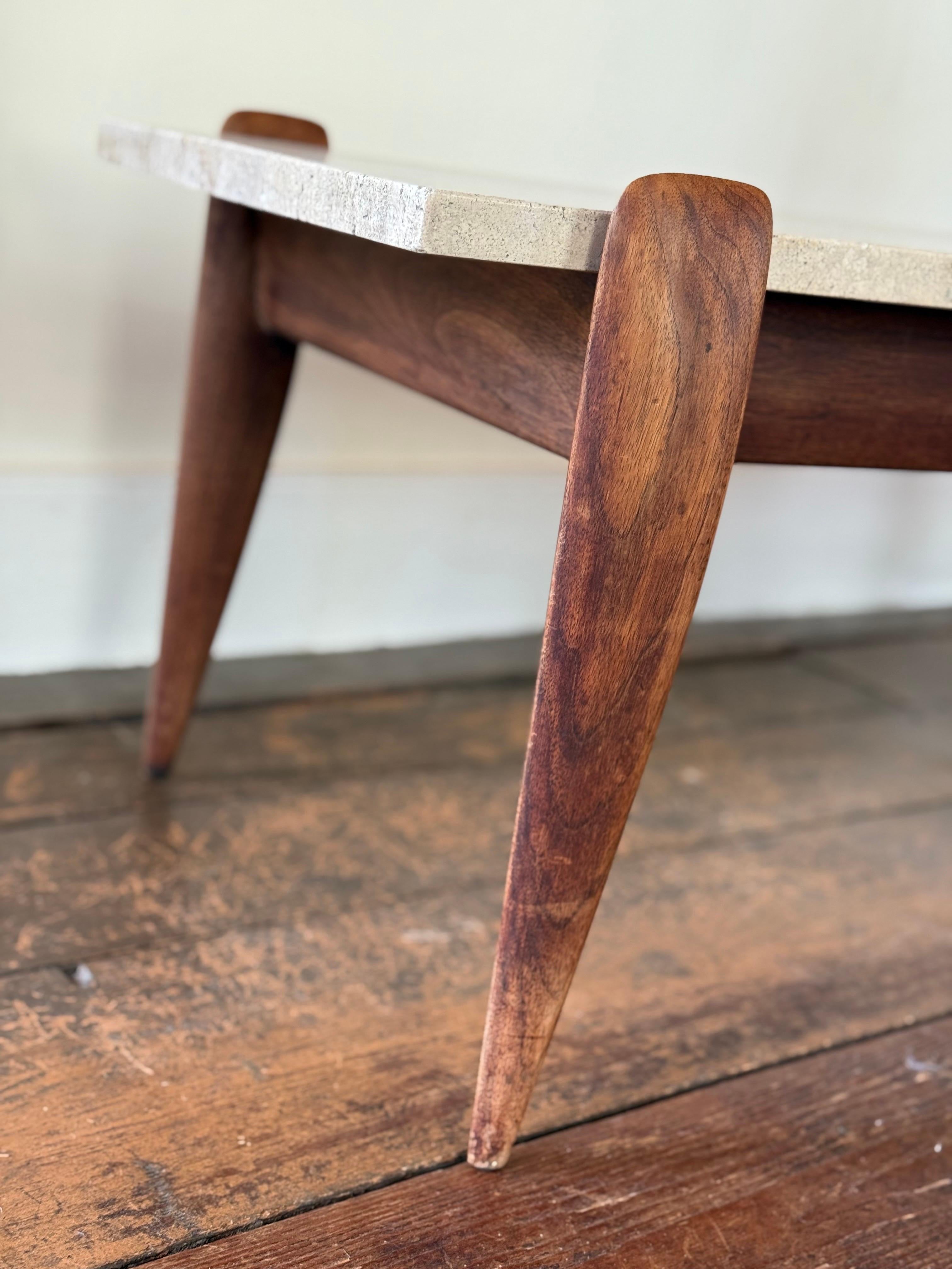 Travertine Goi Ponti stone coffee table For Sale