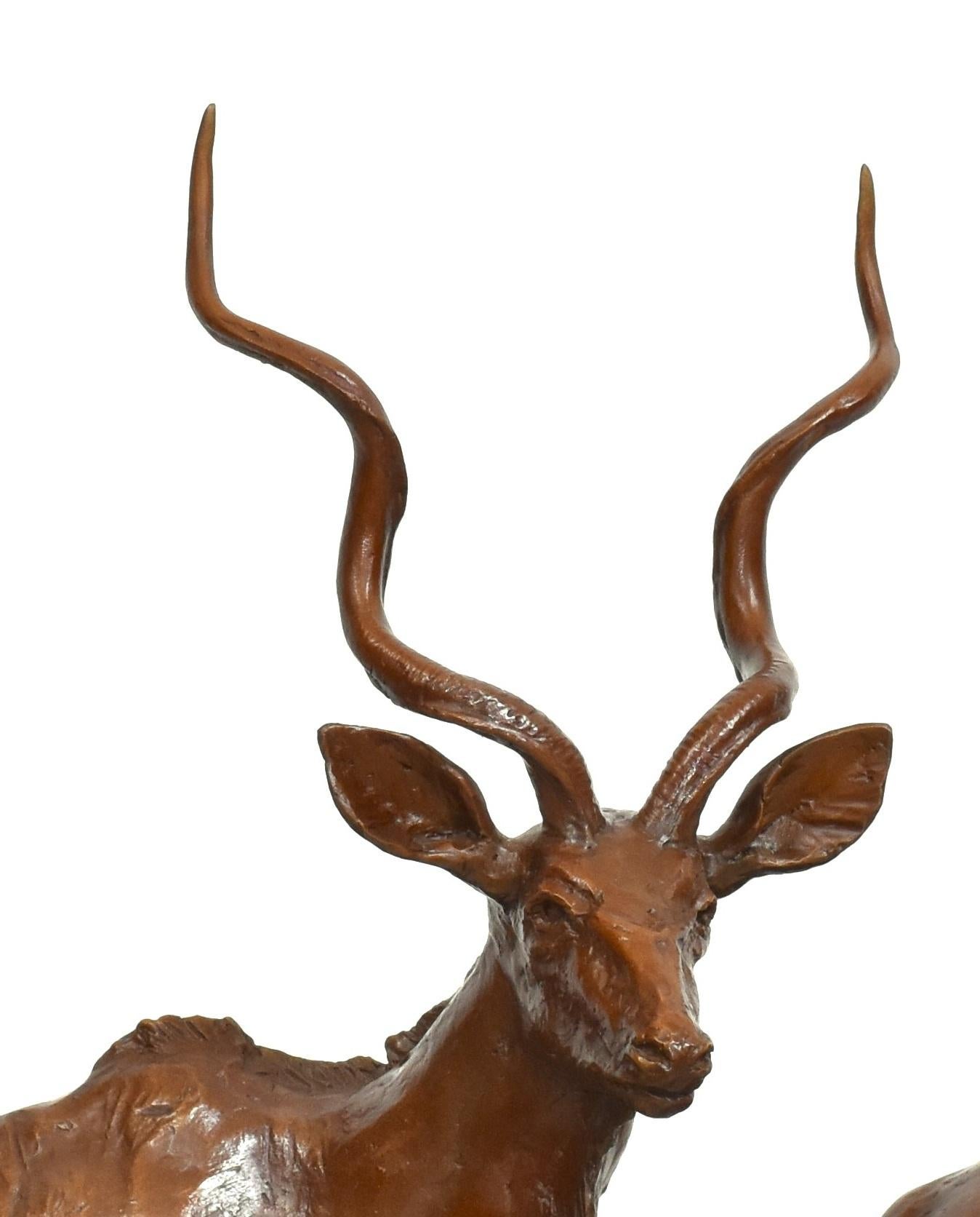 South African Going to the River - African Antelope Bronze Sculpture For Sale