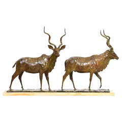 Going to the River - African Antelope Bronze Sculpture
