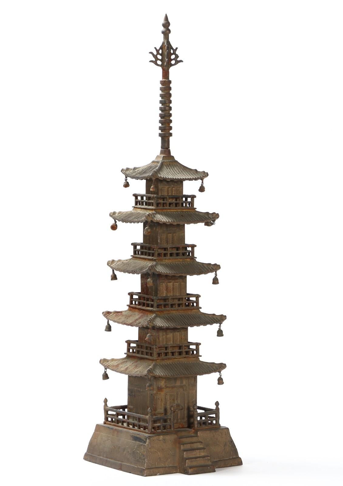 20th Century Gojunoto, Japanese Metal Pagoda For Sale