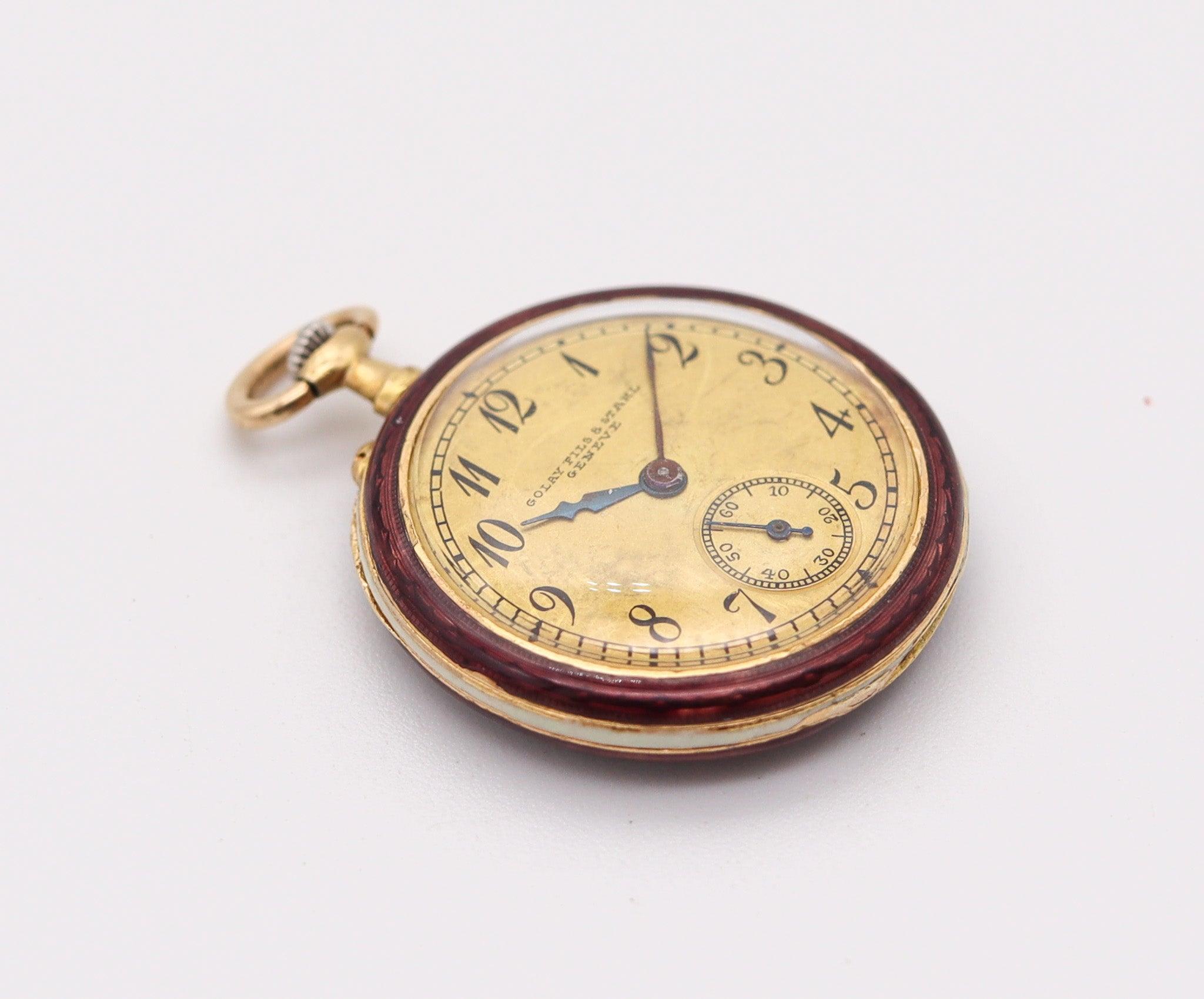 Edoardiano GOLAY FILS & STAHL 1905 Orologio edoardiano in miniatura smaltato in oro 18Kt e diamanti