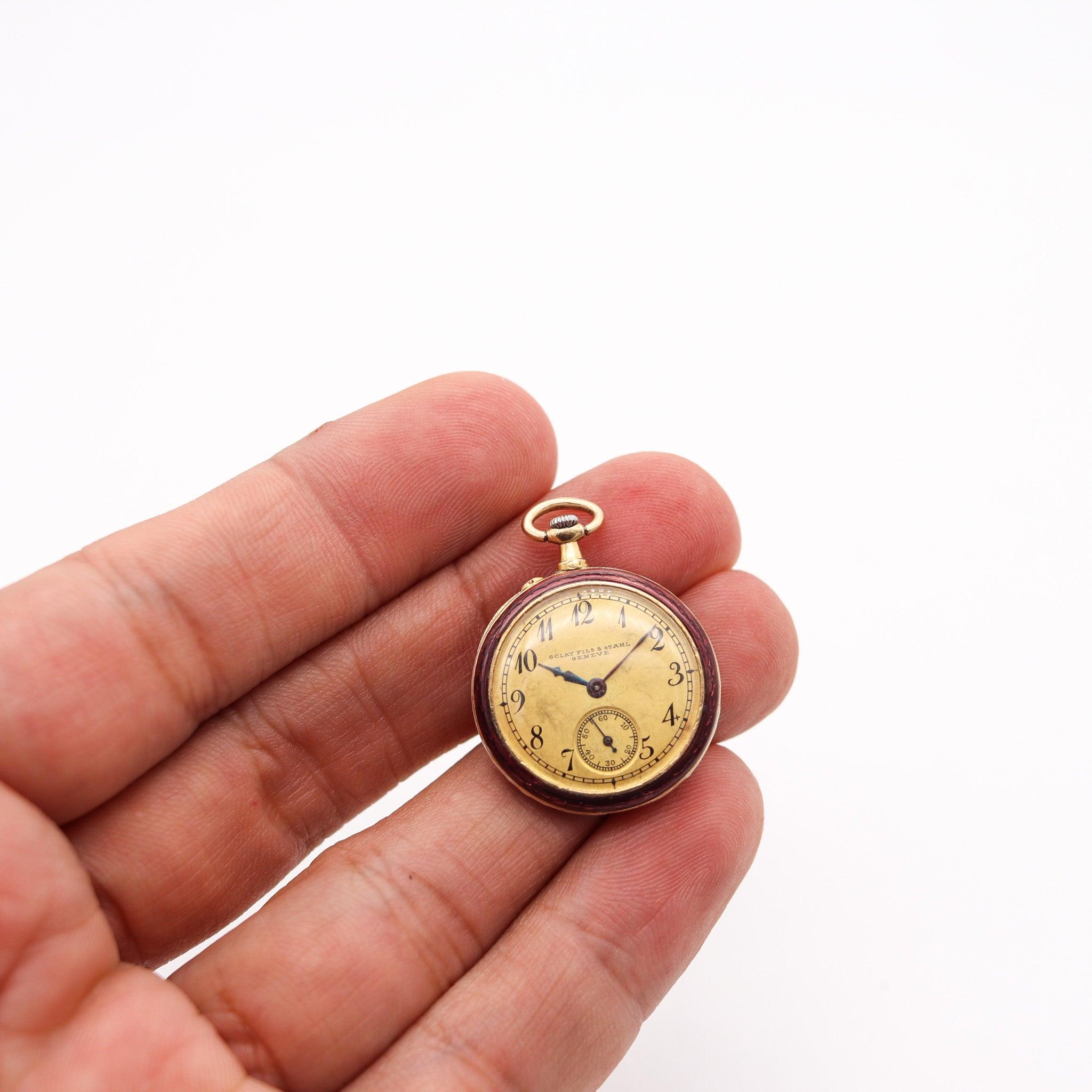 Donna GOLAY FILS & STAHL 1905 Orologio edoardiano in miniatura smaltato in oro 18Kt e diamanti
