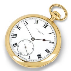 Golay Fils & Stahl Yellow Gold Open Face Keyless Minute Repeater Pocket Watch