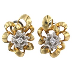 Golbaur 18k Bicolor Gold Clip-On Earrings with 0.30ct Diamonds