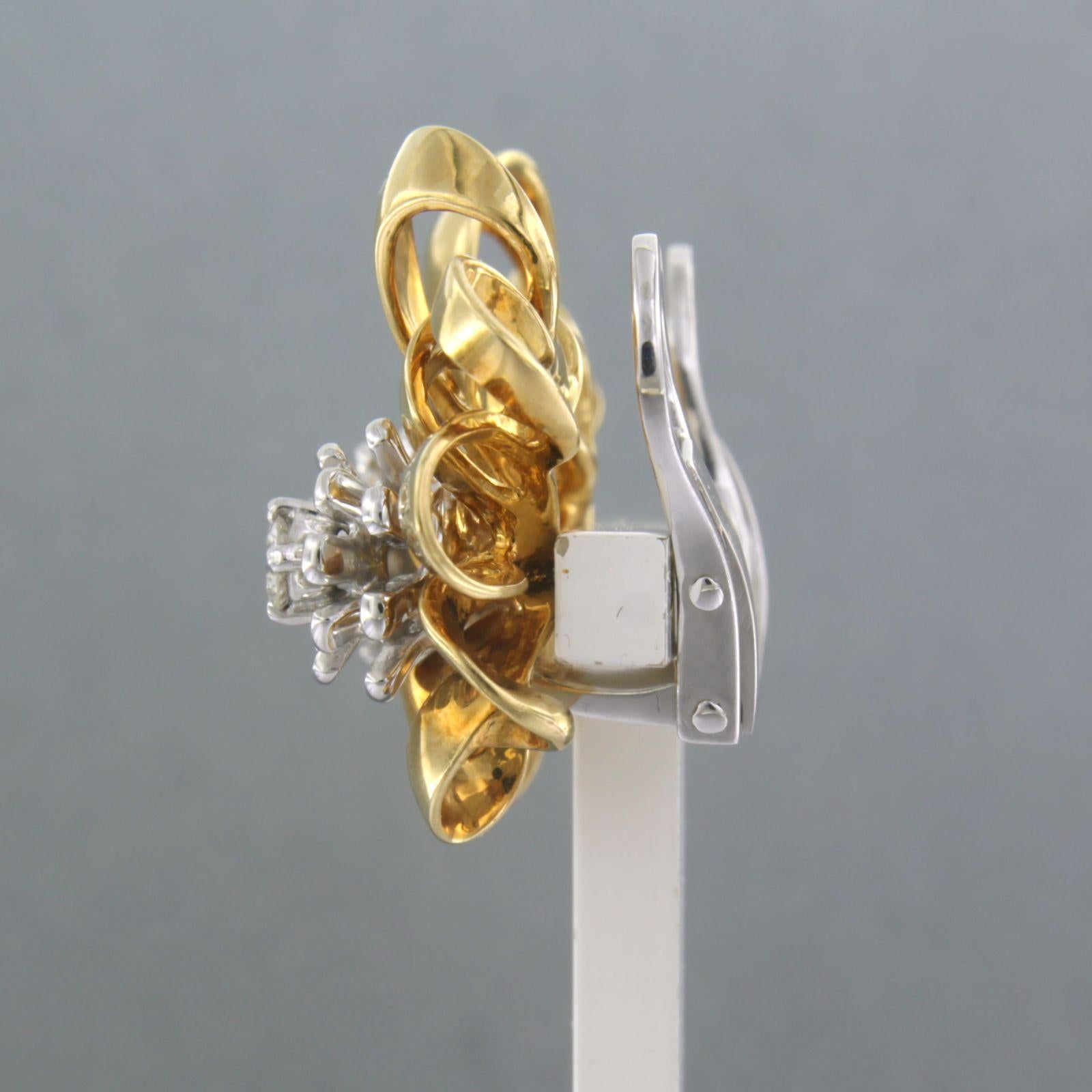 Golbaur - Earrings with brilliant cut diamonds up to 0.30ct 18k bicolour gold In Excellent Condition For Sale In The Hague, ZH