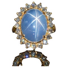 Golconda Star Sapphire and Diamond Ring in Yellow Gold